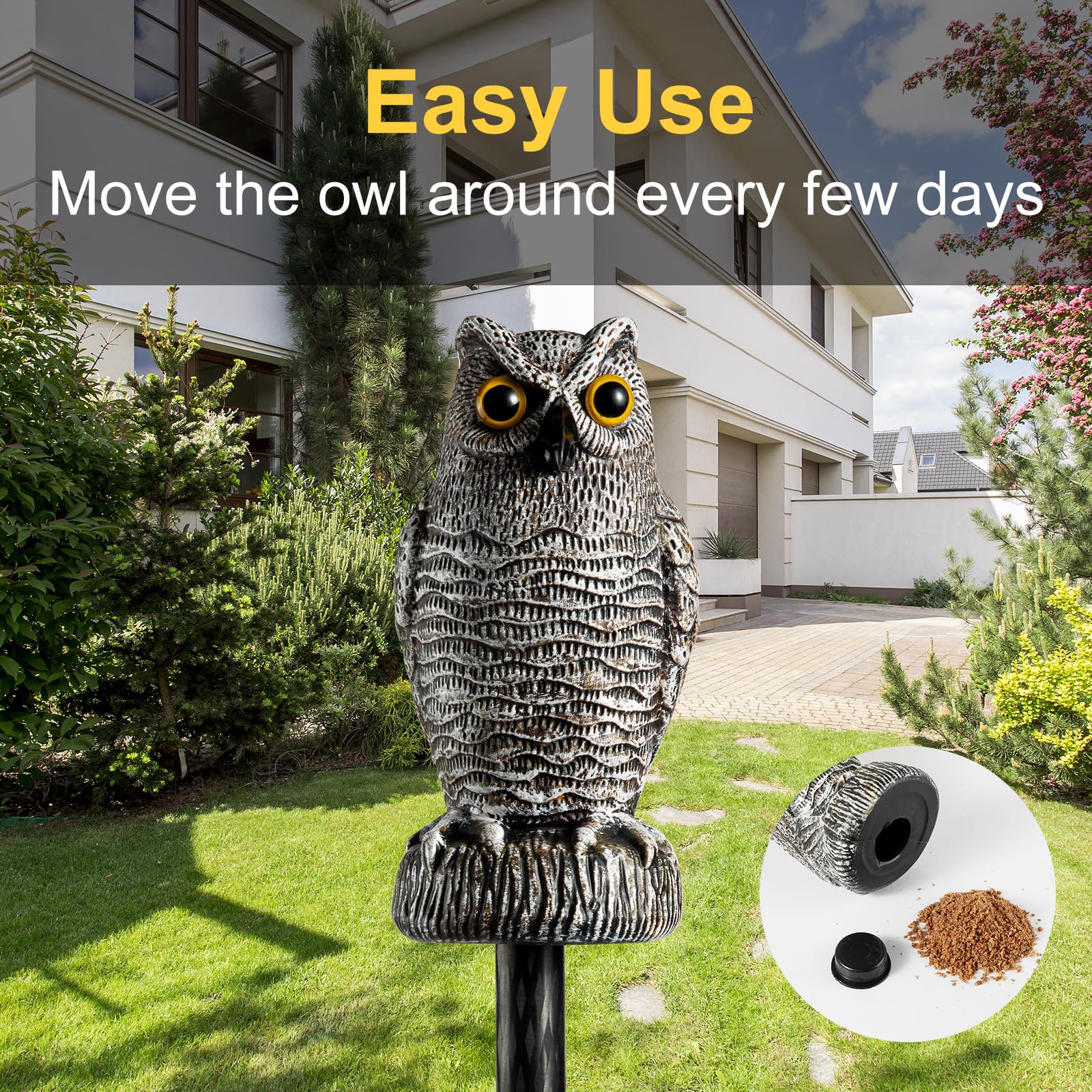 OFFO Owl Statue enhances garden decor with a natural look.