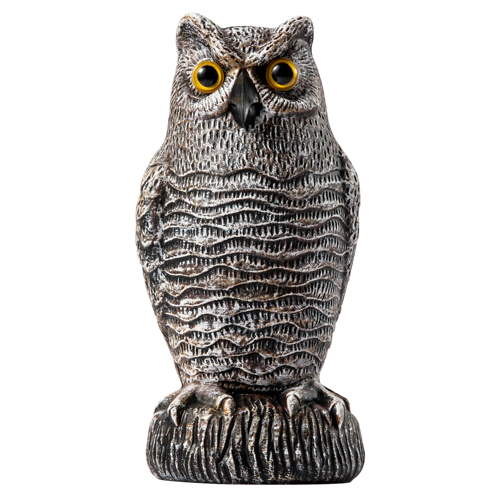OFFO Owl Statue with lifelike feathers for captivating outdoor garden decor.