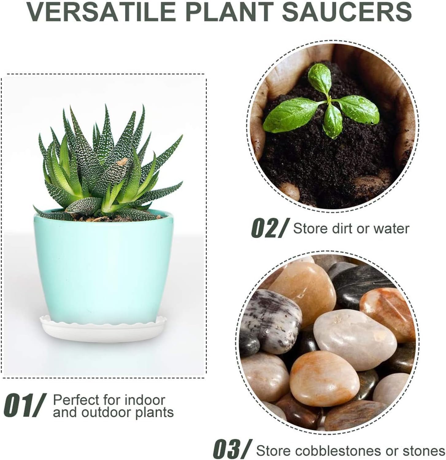 OFiSEXPT plant saucer 8in round prevents spills while supporting mid-size pots.