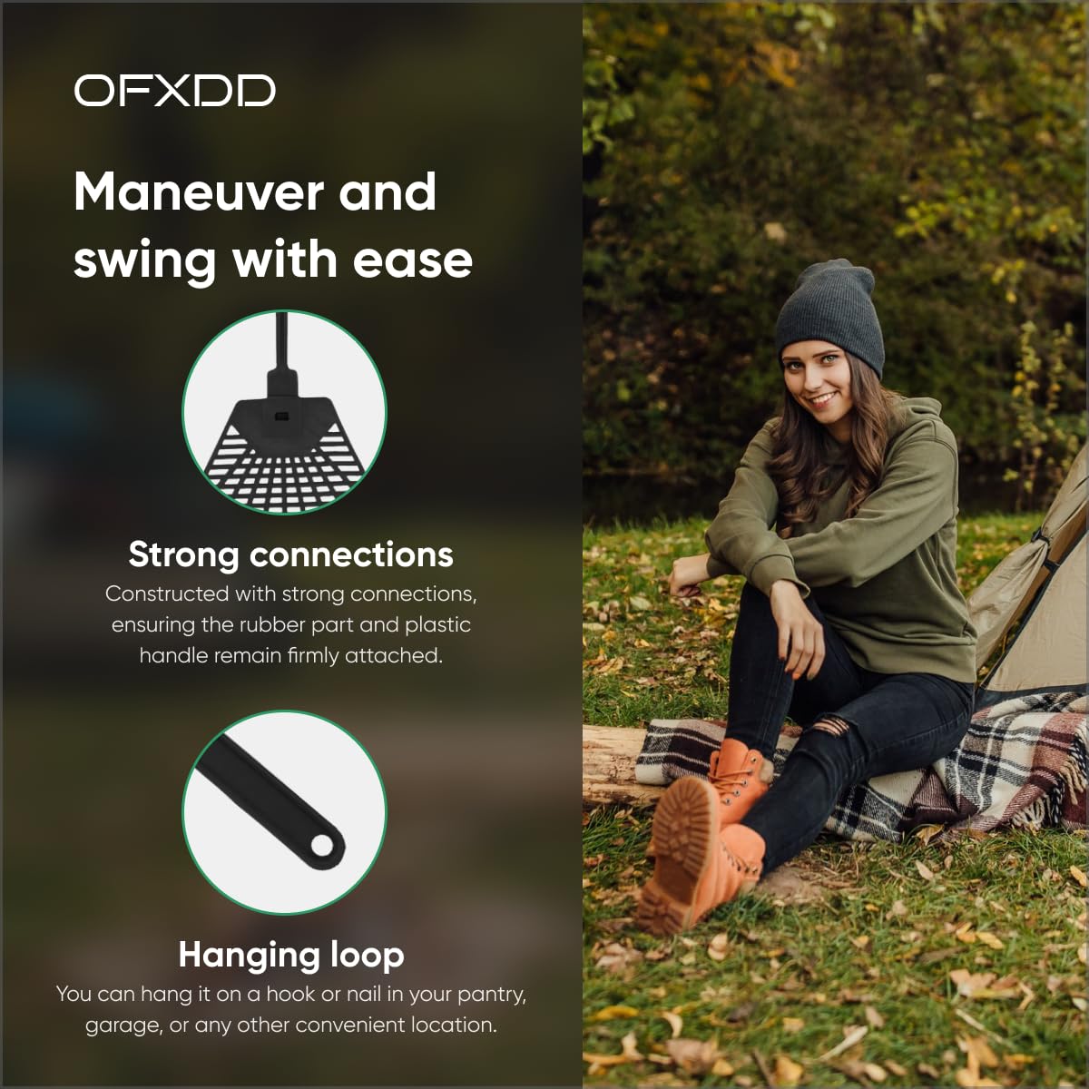 OFXDD long-handled fly swatter 40 cm design for reach from a distance