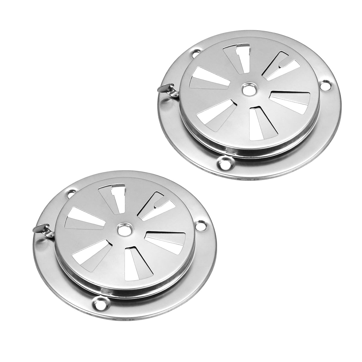 OGANAZI BBQ smoker vent damper close-up in stainless steel for precise airflow control.
