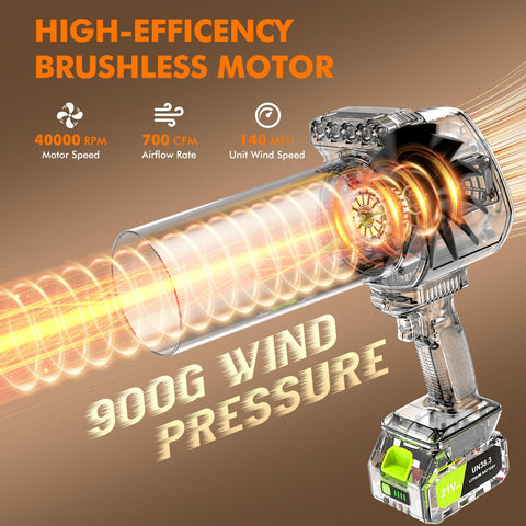 OGERY Brushless Leaf Blower with side LED light for shaded areas visibility