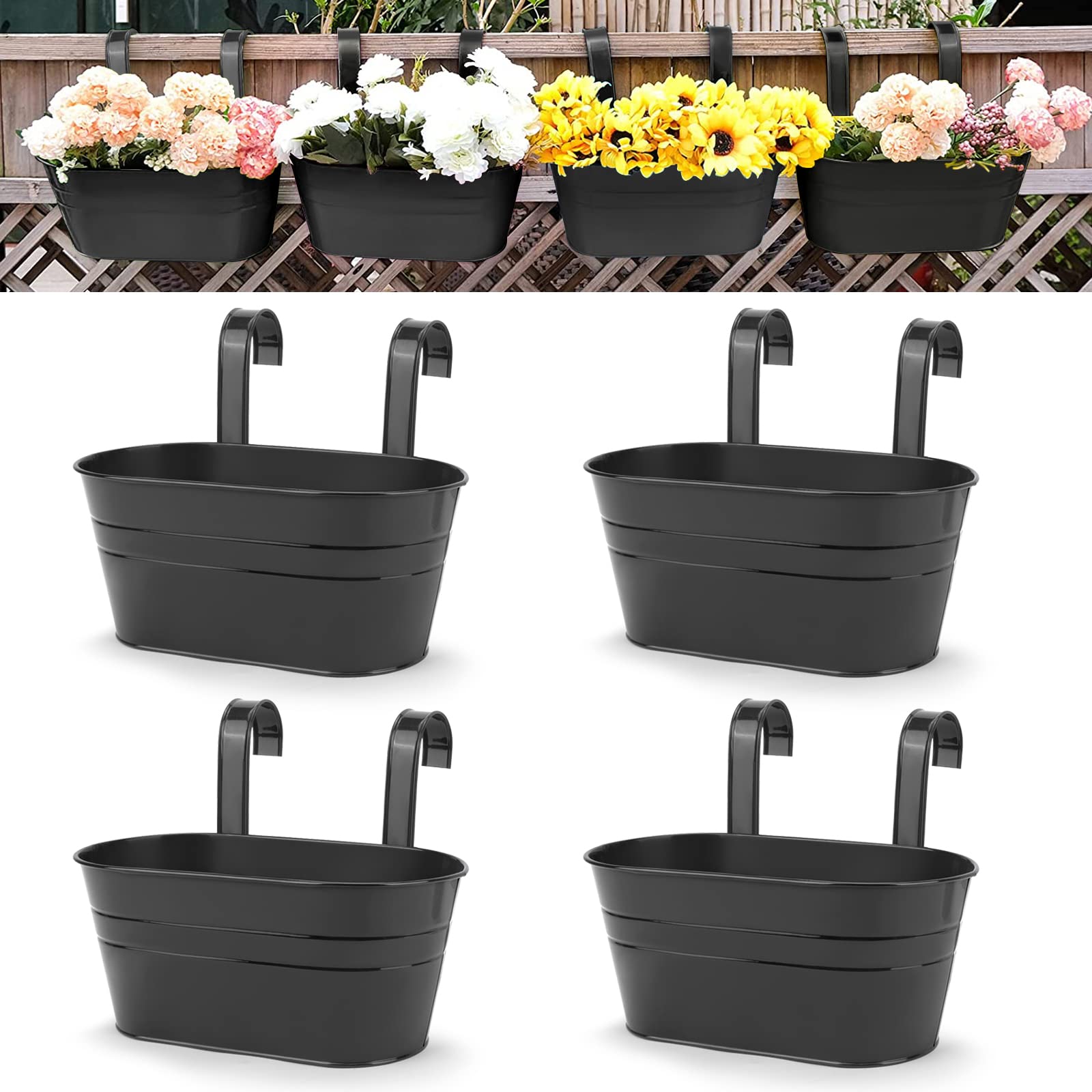 OGIMA hanging flower pot with iron body for balcony wall display.
