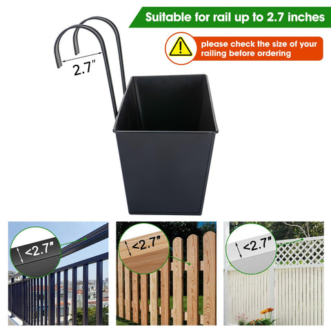 Installed on a wide rail, this planter stays steady against wind and rain.