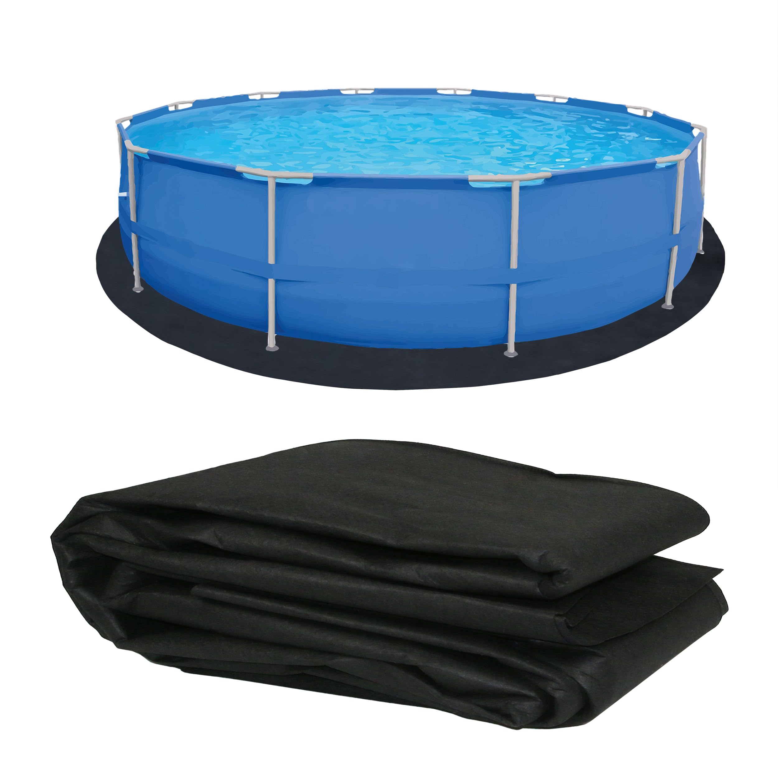Ogrmar 18ft round pool liner pad being installed under the liner for protection