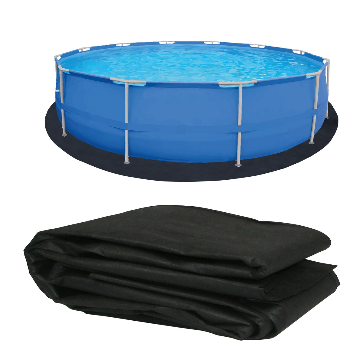 Ogrmar 18ft round pool liner pad being installed under the liner for protection
