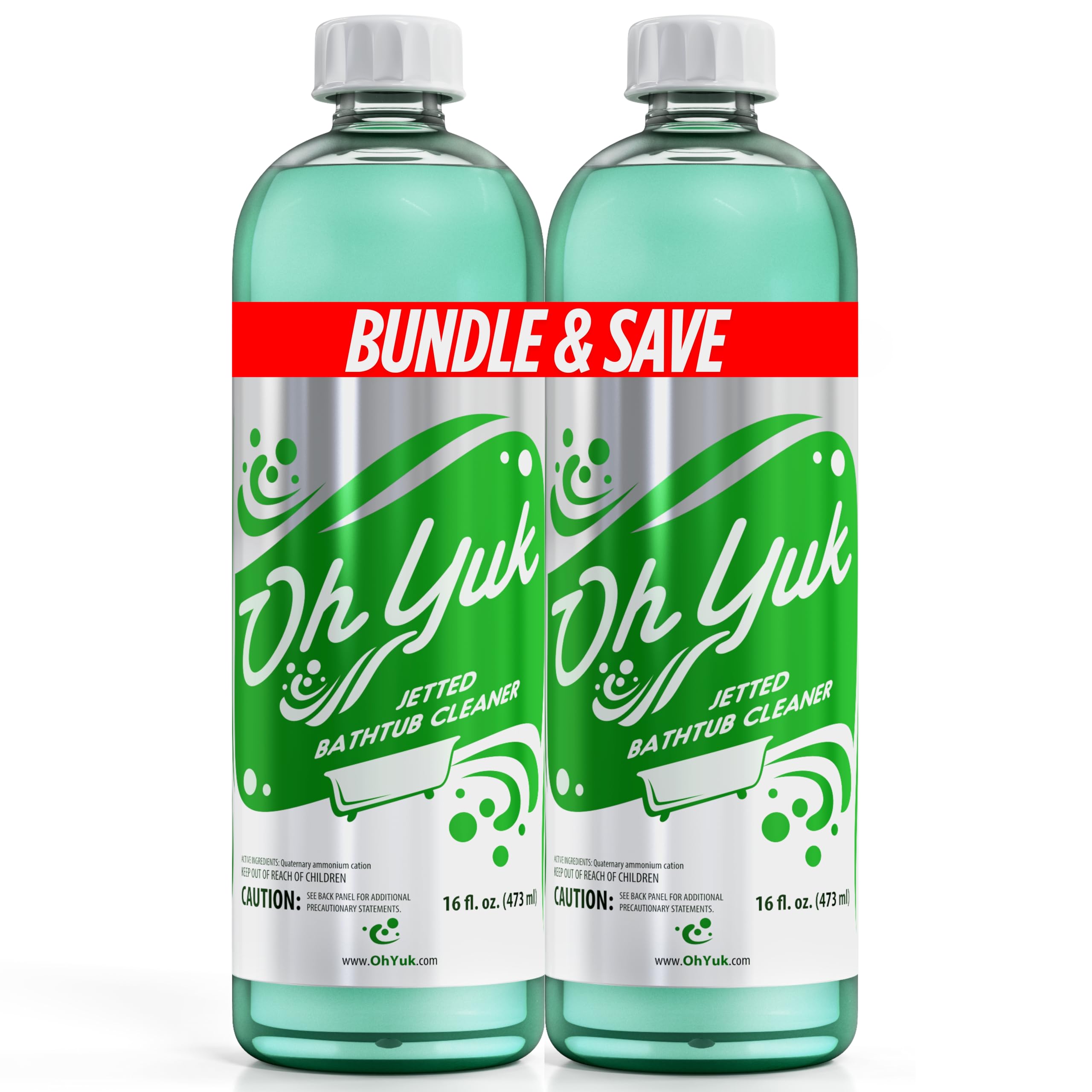 Oh Yuk bottle pour shows easy application for jet tubs and whirlpools.