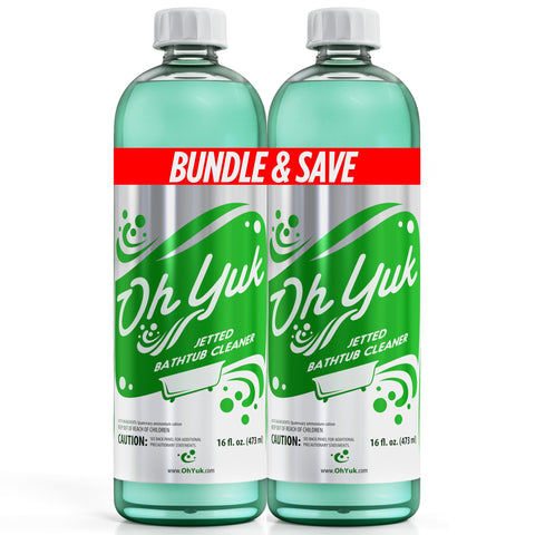 Oh Yuk bottle pour shows easy application for jet tubs and whirlpools.