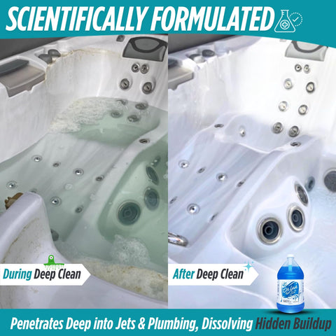 Oh Yuk Hot Tub Cleaner improves water clarity in the tub.