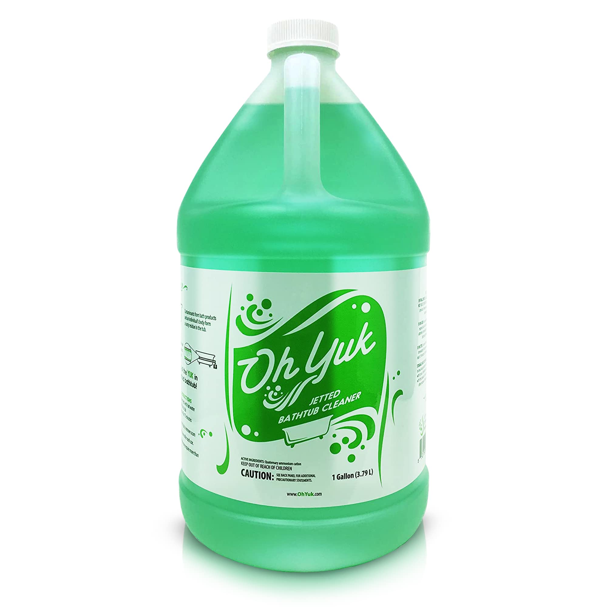 Oh Yuk jetted tub cleaner bottle top, ready for quick cleaning sessions.