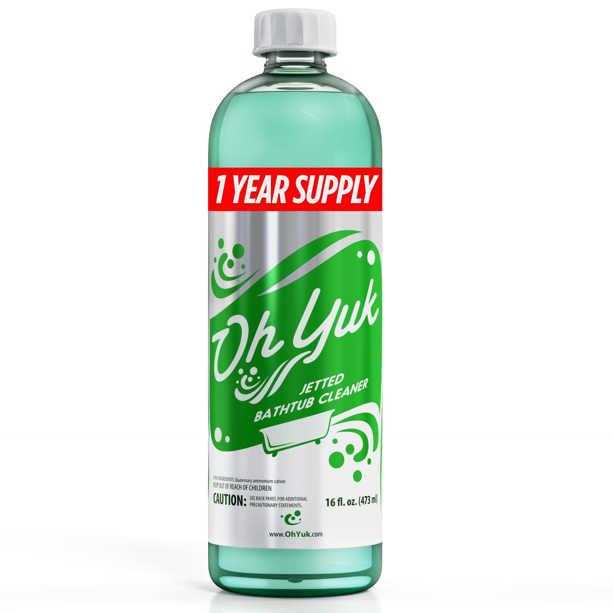 Oh Yuk jetted tub cleaner pour bottle to start deep clean.