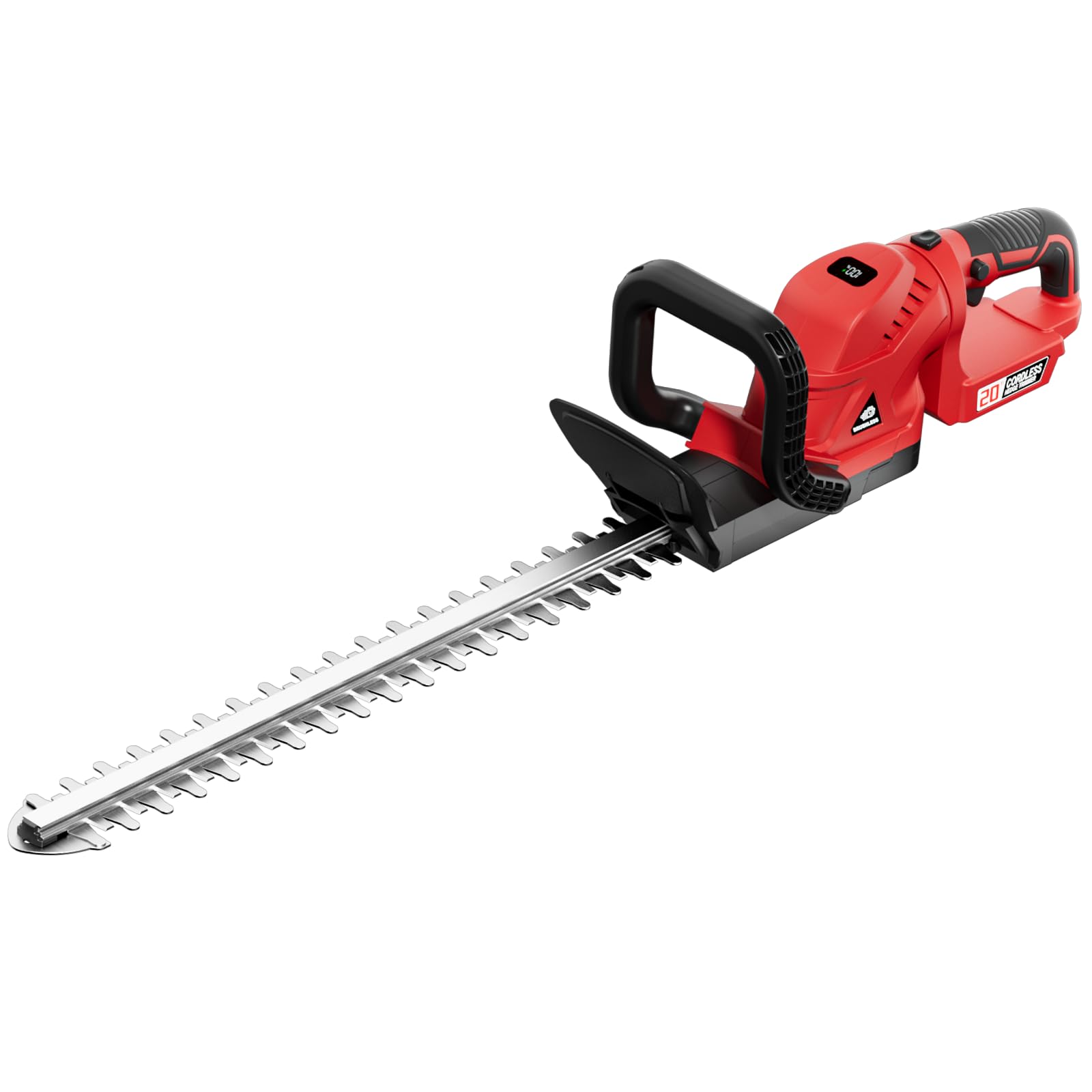 OHAISFELA cordless hedge trimmer rotatable-handle enables ergonomic trimming at any angle.