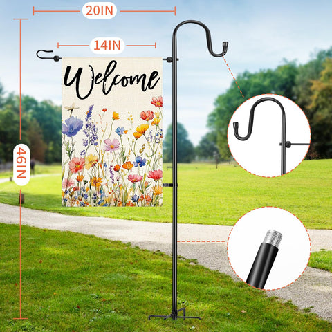 OHCISP 2-in-1 garden flag stand and shepherd hook in use