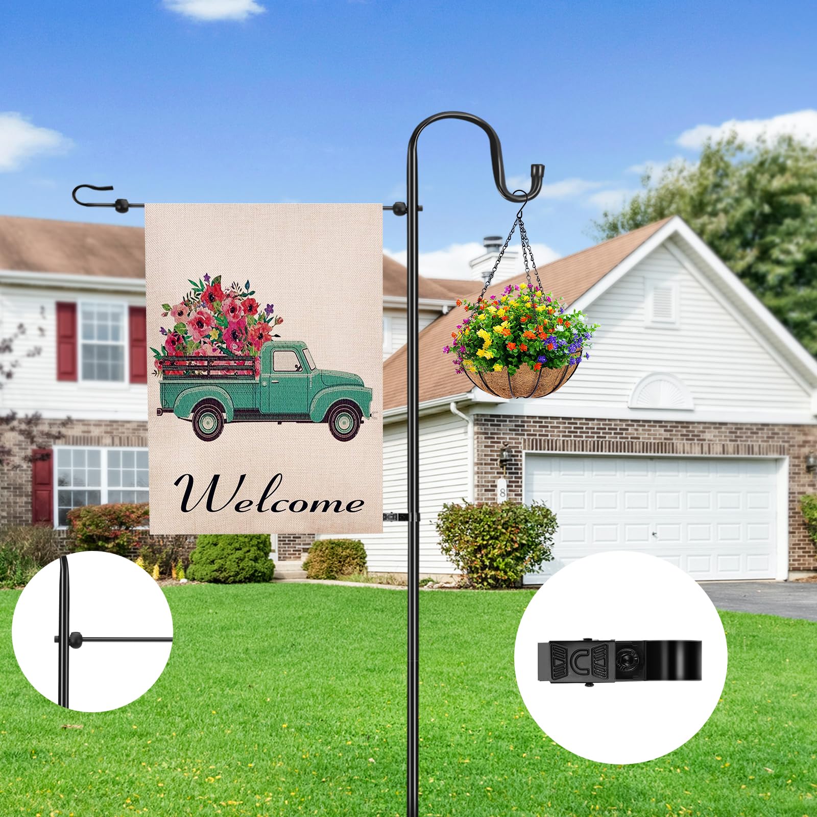 OHCISP weatherproof rust-resistant metal flag stand with powder-coated finish