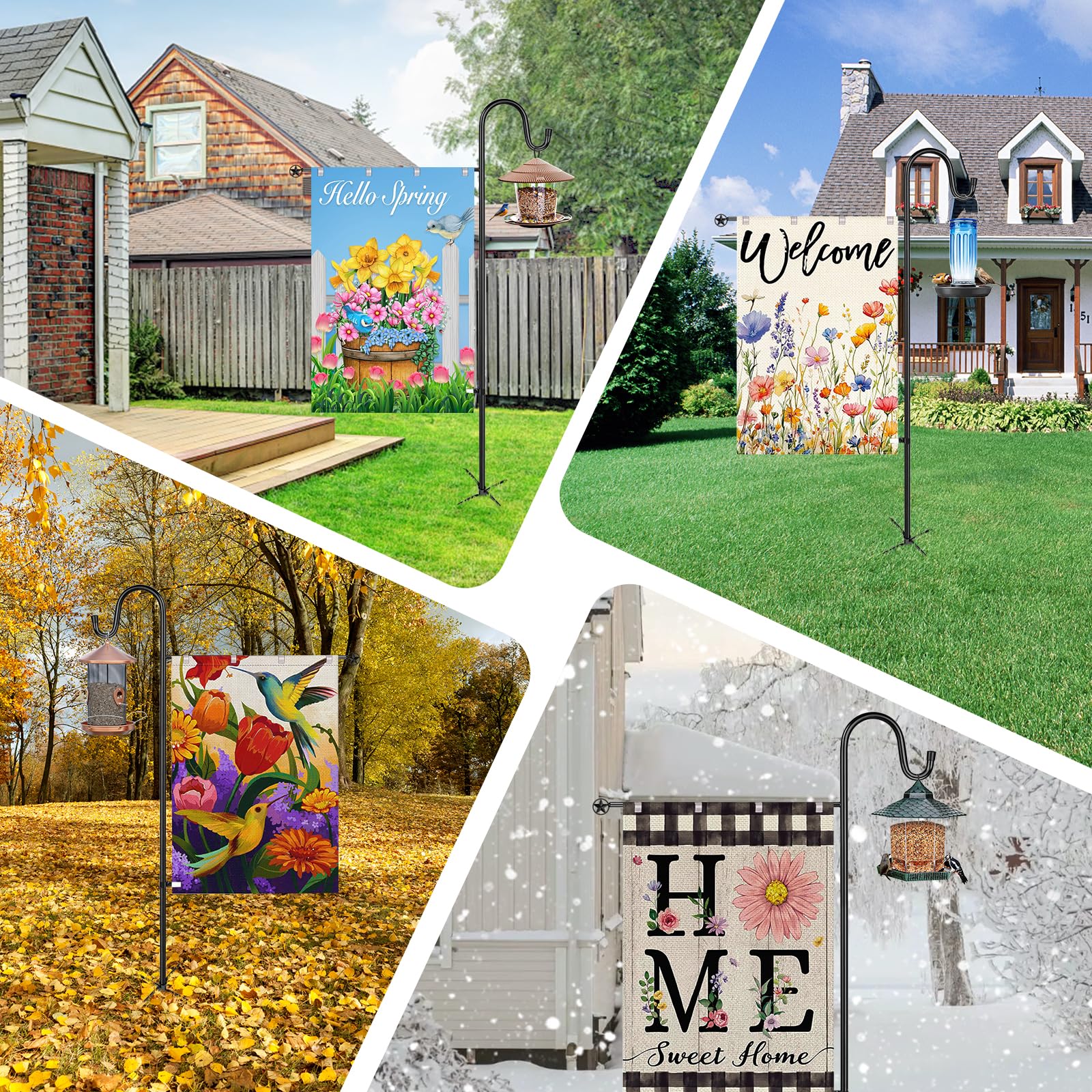 OHCISP garden flag stand doubles as yard decor and hanging accents.
