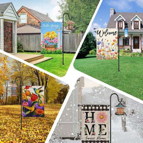 OHCISP garden flag stand doubles as yard decor and hanging accents.