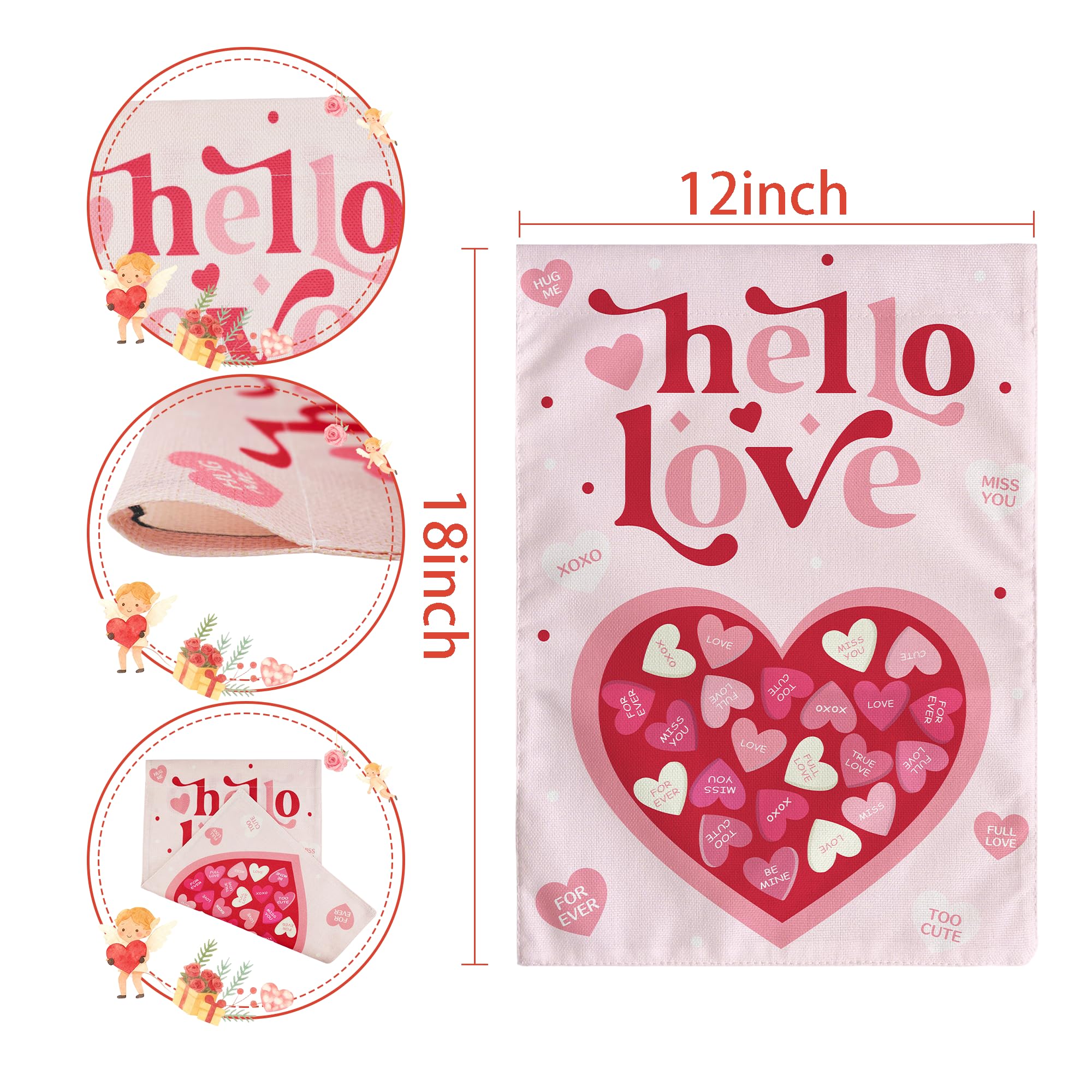 OHOME Valentines flag back view mirrors design for visibility