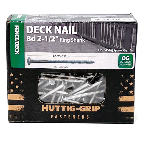 OHIY Huttig-Grip deck nails 2-1/2 inch length ideal for fence rails.