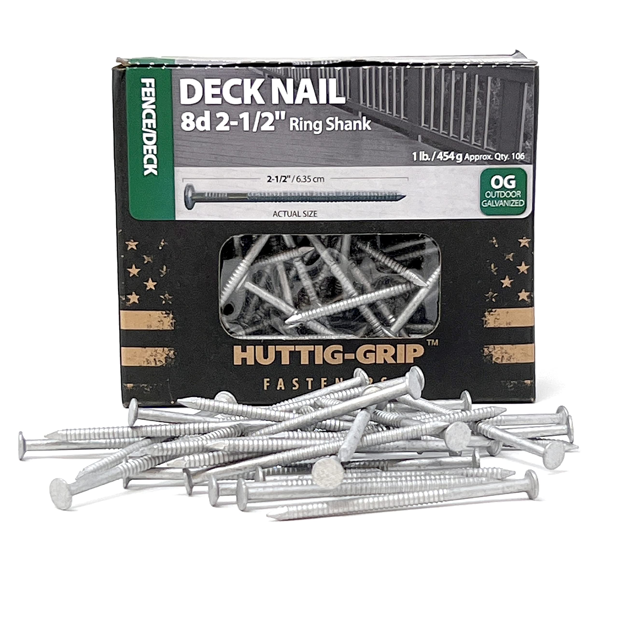 OHIY Huttig-Grip deck nails suitable for fences and decks in exterior work.