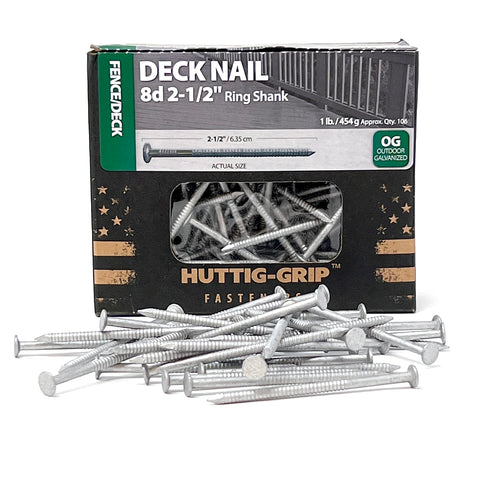 OHIY Huttig-Grip deck nails suitable for fences and decks in exterior work.