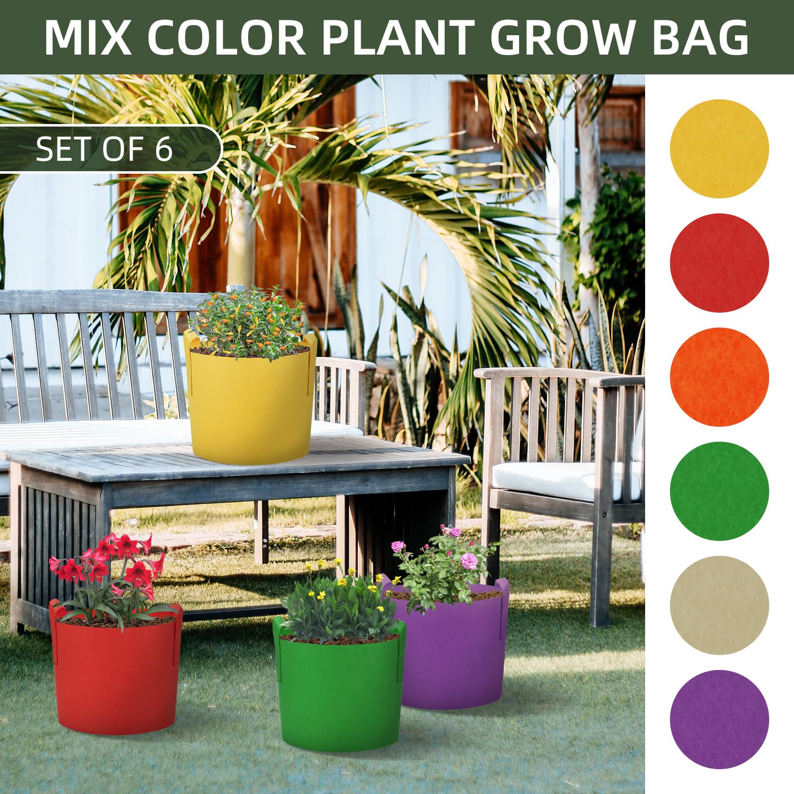 Ohiyoo 10-gallon fabric grow pots with handles shown on step