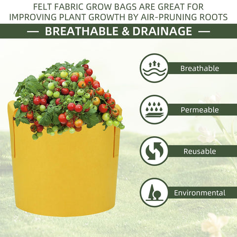 Ohiyoo 10-gallon bags used for potatoes and tomatoes in garden