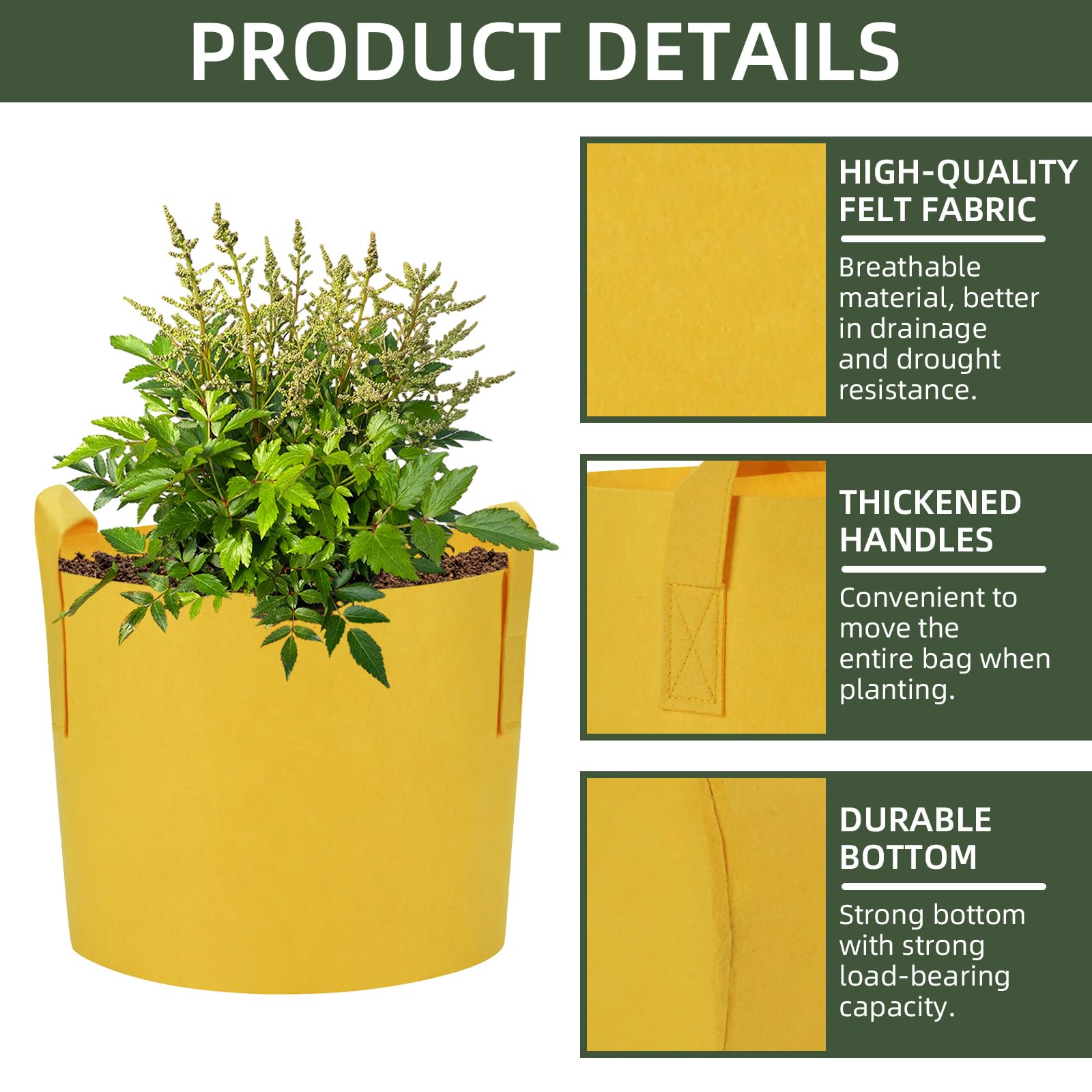 Ohiyoo side handles on grow bags demonstrating portability