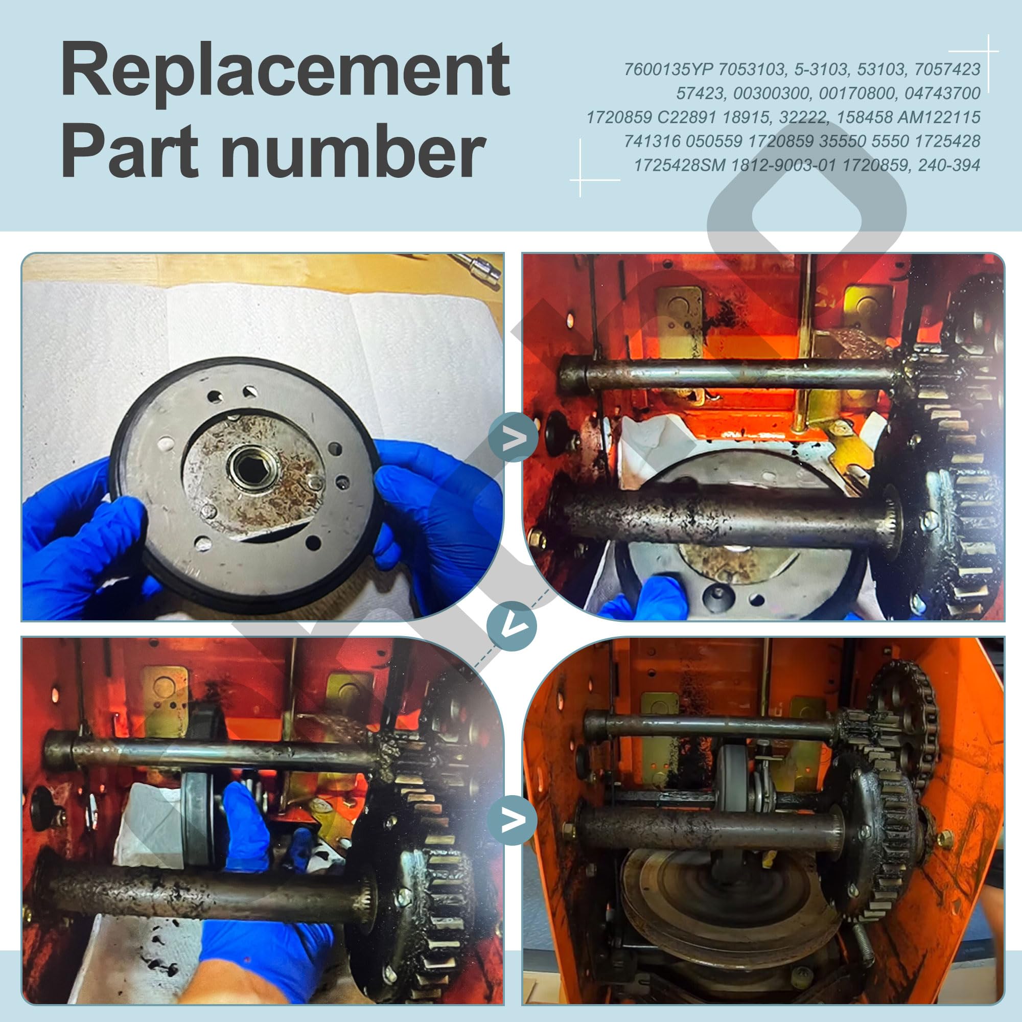 Illustrates Ariens model compatibility list for friction drive components