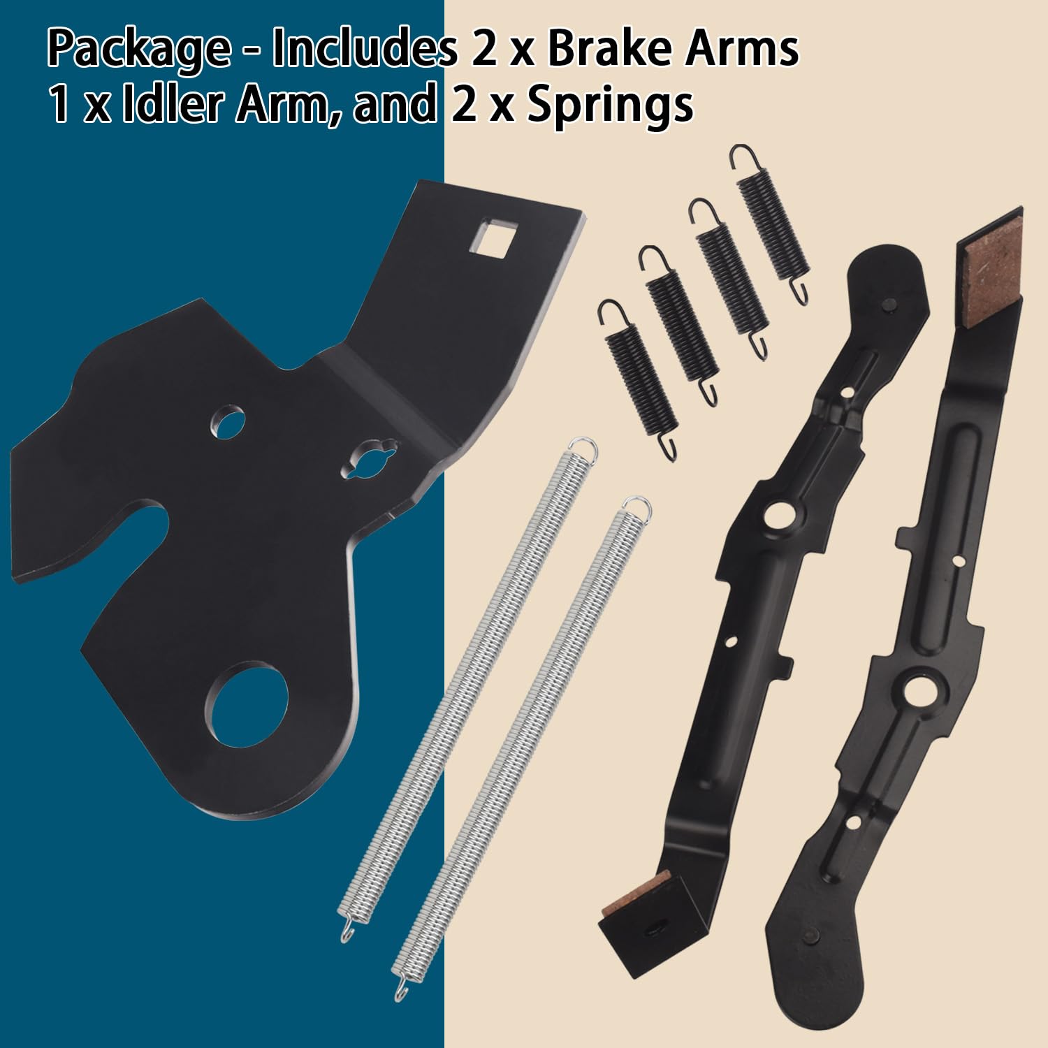 Ohoho-packaged-contents-assembly shows two brake arms, one idler arm, and two springs.