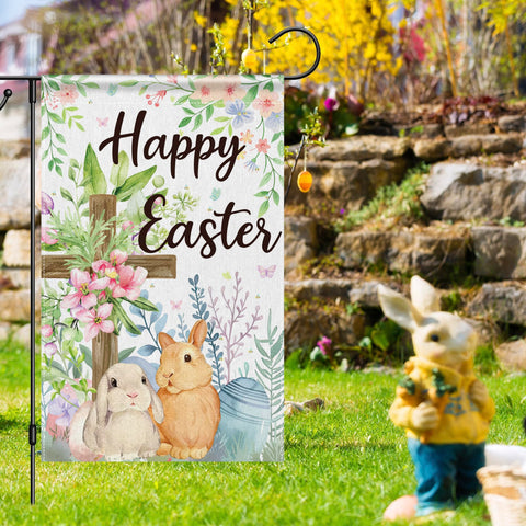 OHOME Easter garden flag double-sided print keeps colors vivid from any angle.