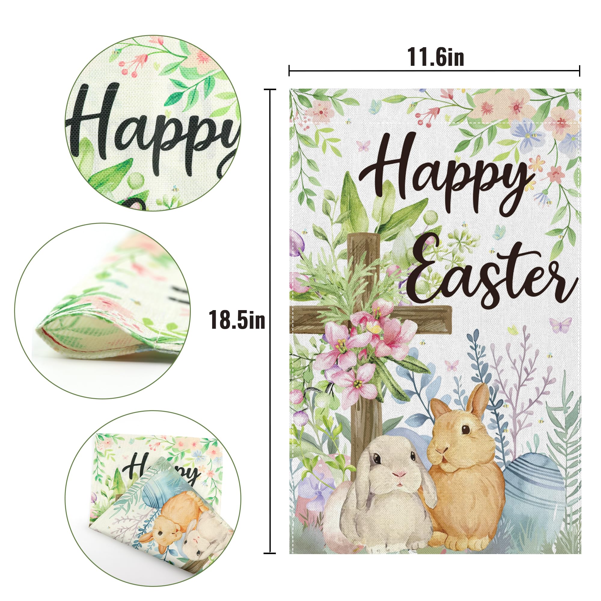 OHOME Easter garden flag side detail shows durable linen texture and weather resistance.