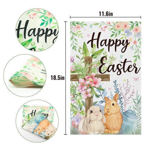 OHOME Easter garden flag side detail shows durable linen texture and weather resistance.
