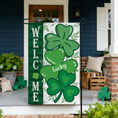 OHHOME double-sided printing ensures clovers and welcome appear from both sides.