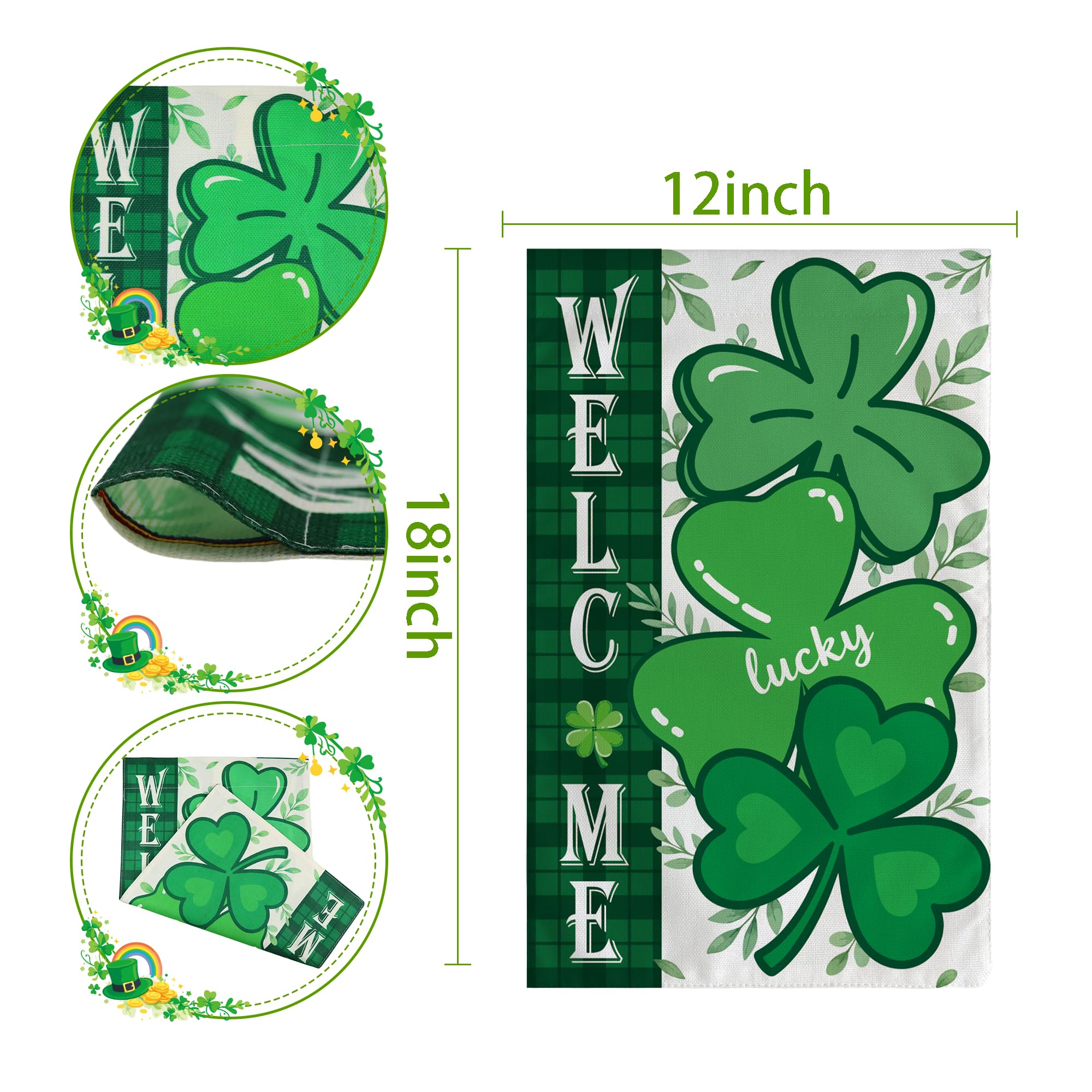 OHHOME St Patrick's Day flag with clovers brightens porches and garden spaces.