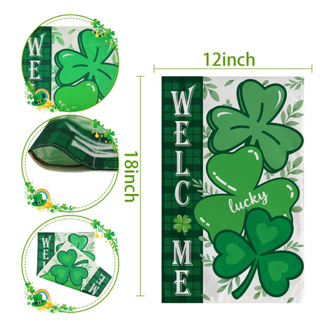 OHHOME St Patrick's Day flag with clovers brightens porches and garden spaces.
