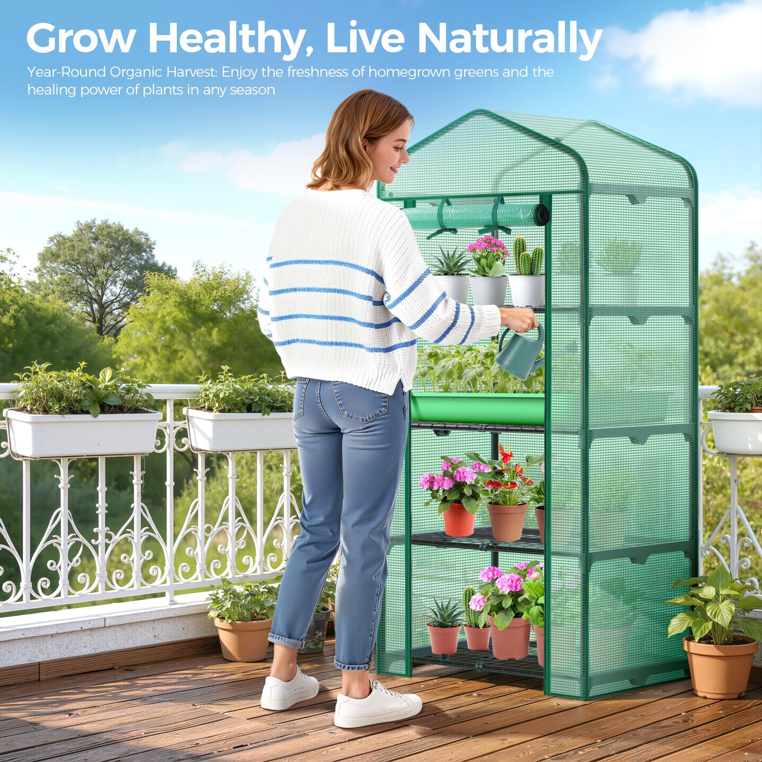 Ohuhu adjustable shelves adapt to various plant sizes across seasons.