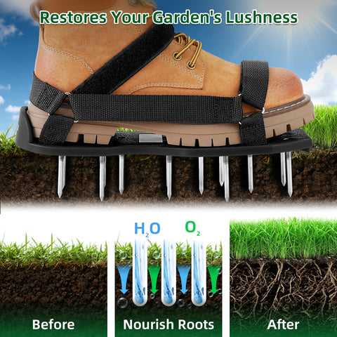 Ohuhu aerator shoes show hook and loop straps for quick on-off