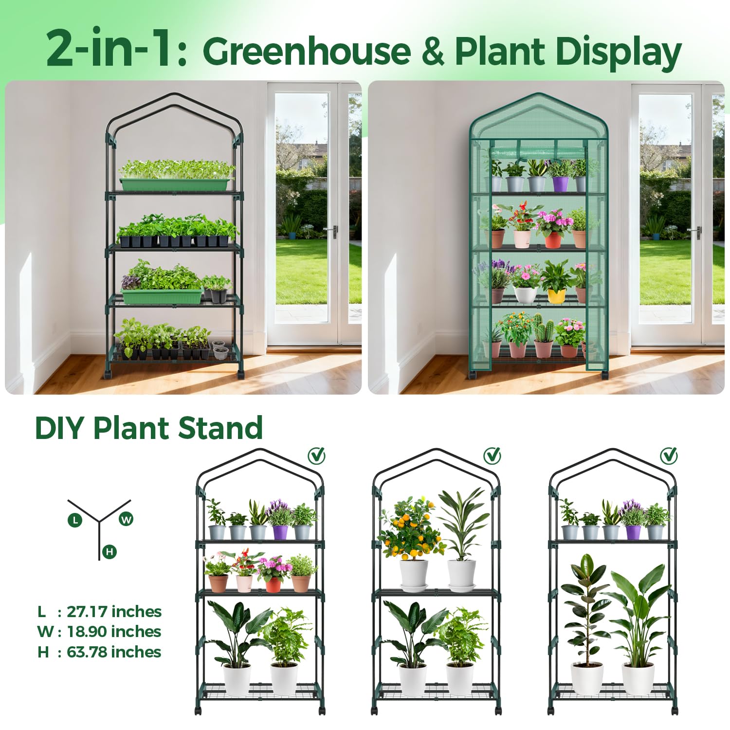 Ohuhu compact seedling greenhouse fits small spaces.