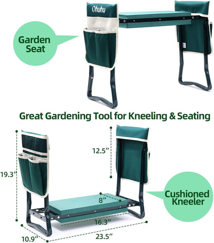 Ohuhu EVA cushion delivers soft kneeling comfort during extended yard work.