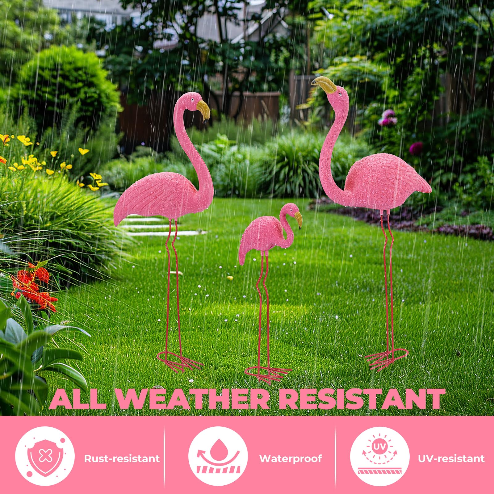 Ohuhu 31-inch flamingo yard ornament adds charm to any garden