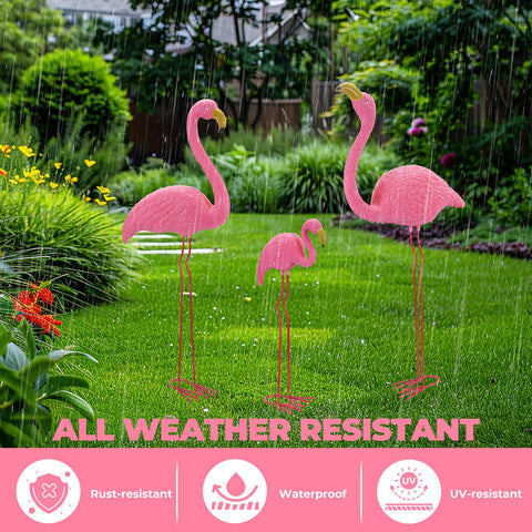 Ohuhu 31-inch flamingo yard ornament adds charm to any garden