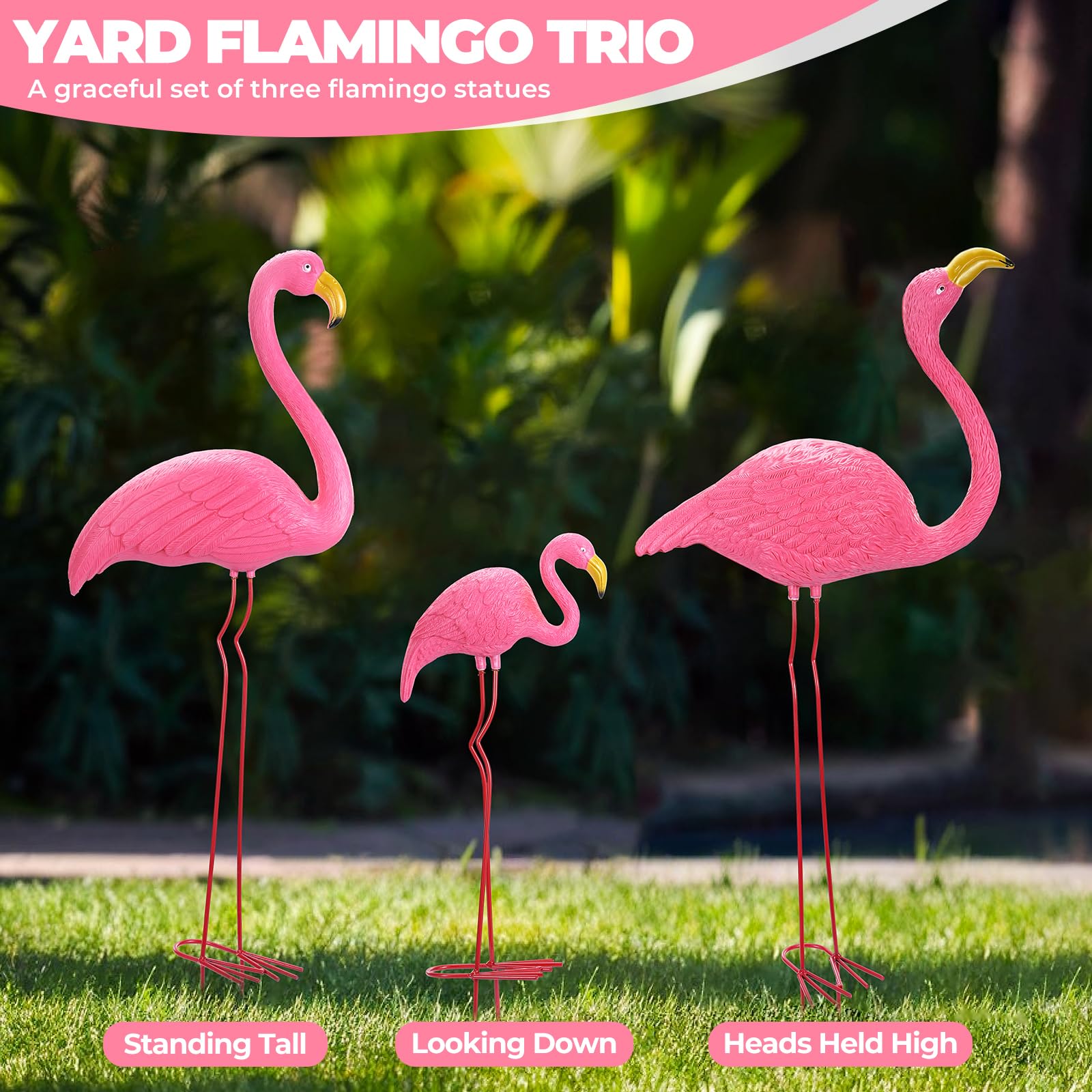 Ohuhu flamingo with metal feet stake offers sturdy outdoor setup
