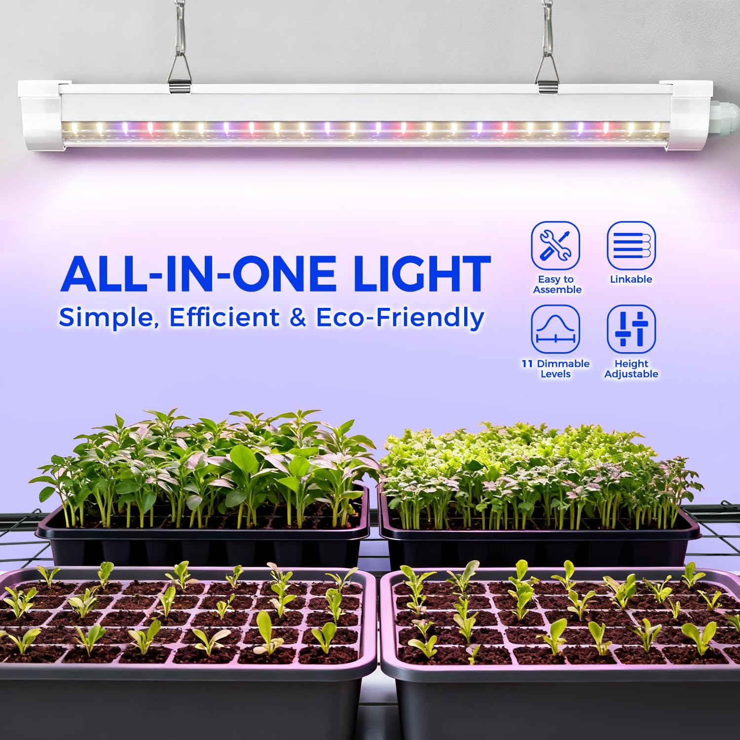 Ohuhu full-spectrum grow light close-up (400–750nm) for consistent plant growth.