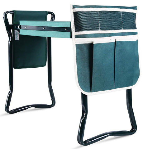Ohuhu Garden Kneeler and Seat folded for compact storage and easy stowaway.