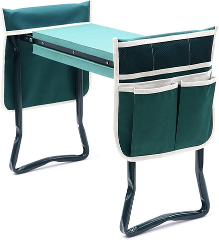 Ohuhu garden kneeler and seat folding in use for easy gardening sessions.