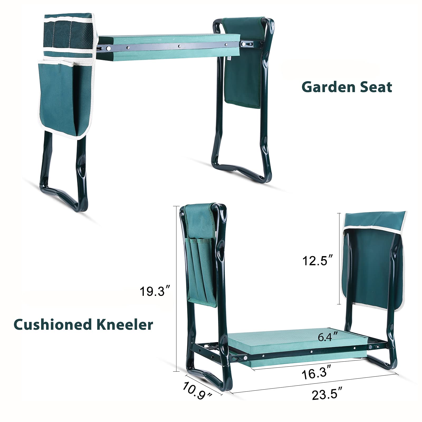 Ohuhu kneeler seat opened as a comfortable chair for tall plants.