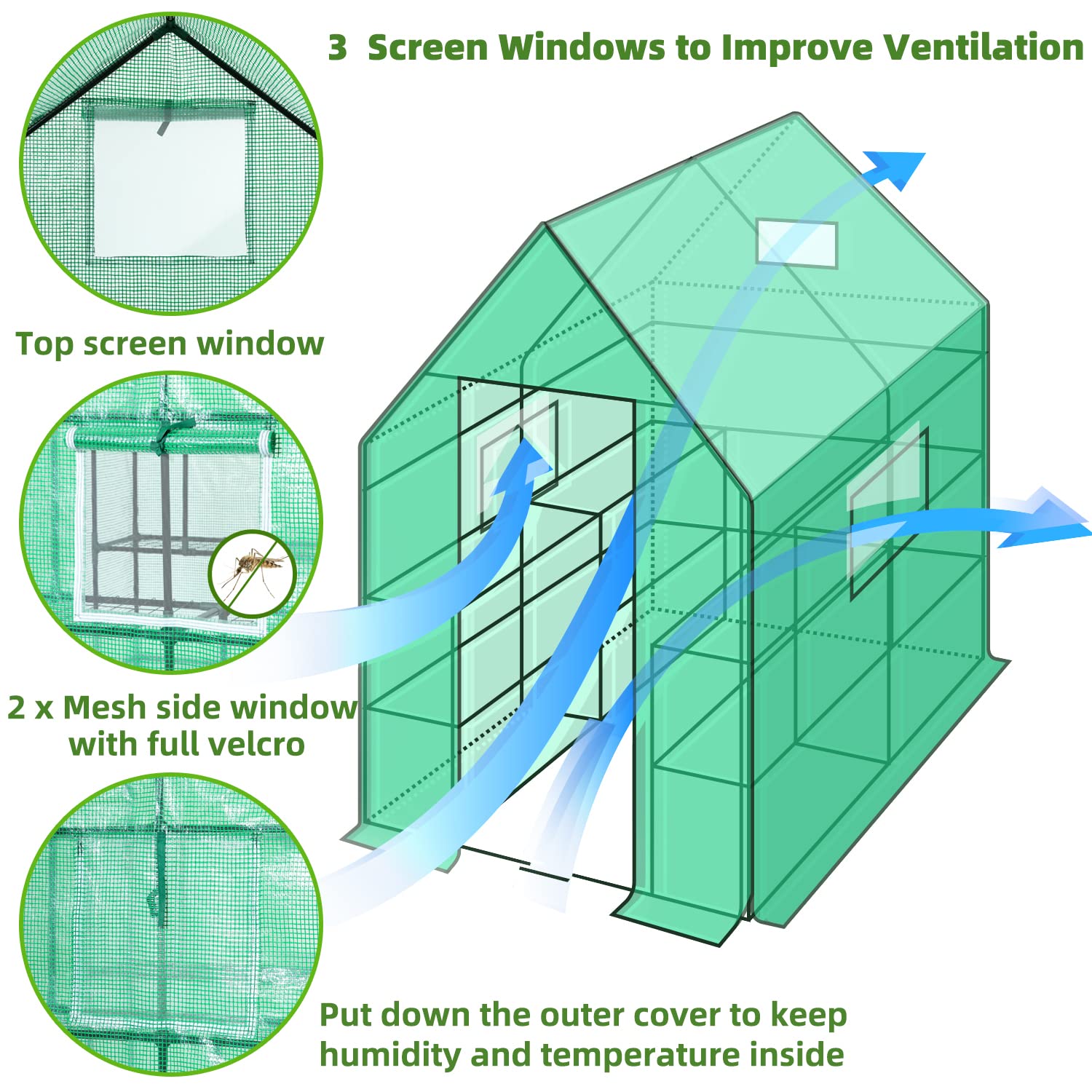 Ohuhu greenhouse interior with 11 shelves maximizes space for seedlings and perennials
