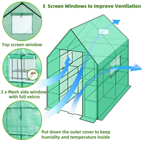 Ohuhu greenhouse interior with 11 shelves maximizes space for seedlings and perennials