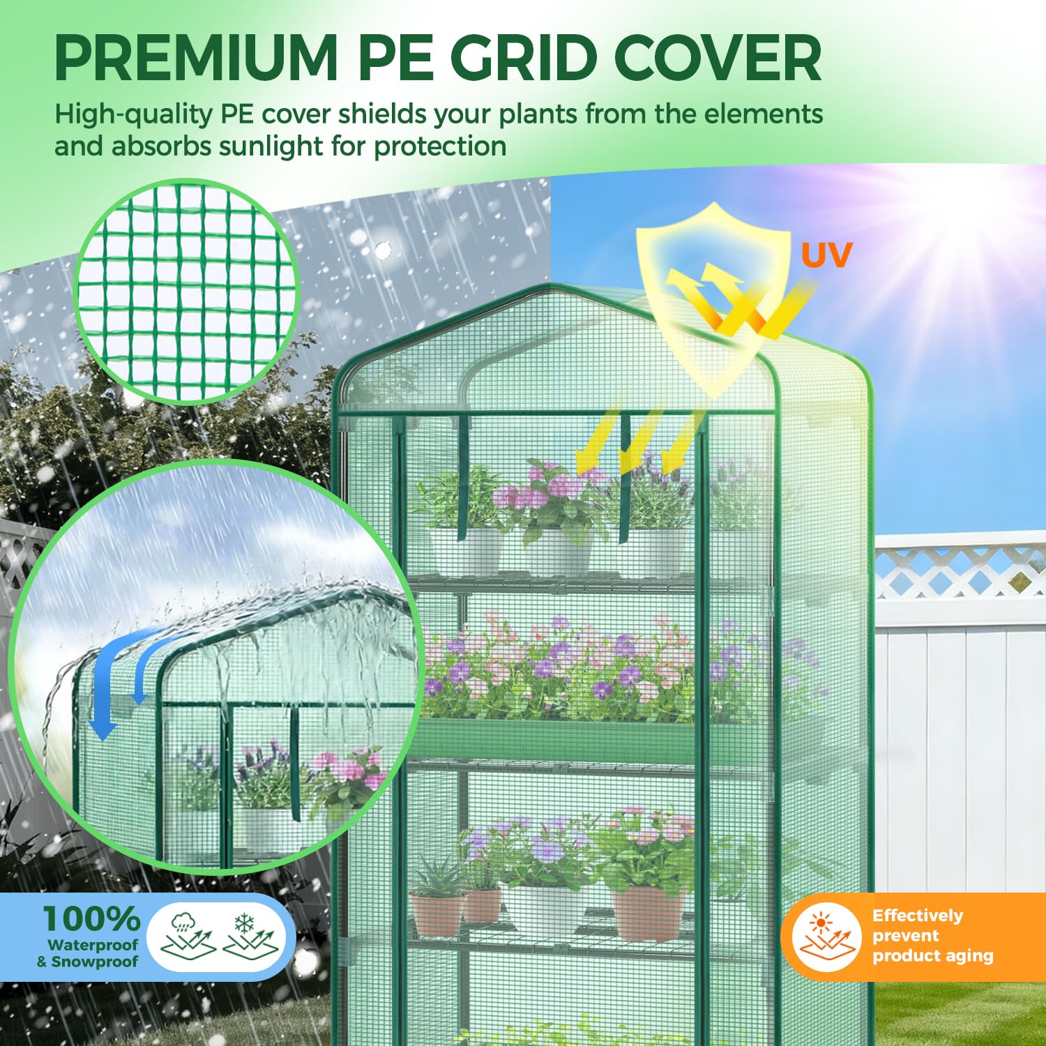 Ohuhu greenhouse with all-weather durability and rust-resistant frame.