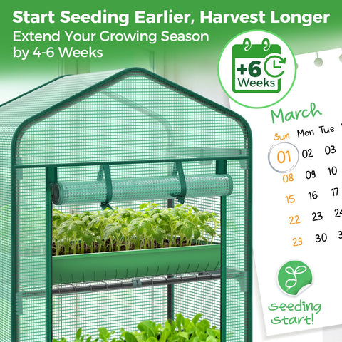 Ohuhu greenhouse with durable PE cover enhances seedling warmth and light transmission.